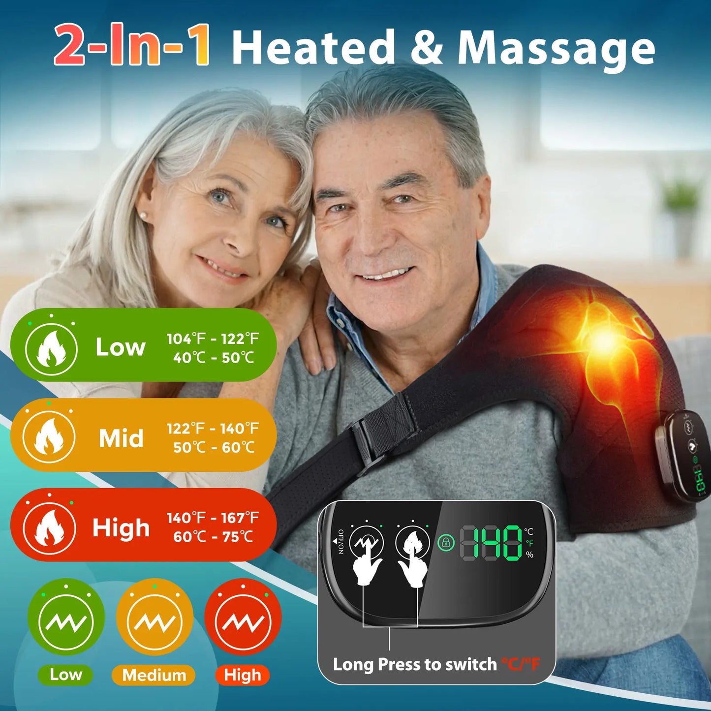 Electric Heating Pad Shoulder Vibration Massager Physiotherapy
Arthritis Joint Pain Relief Belt Elbow Support Brace Thermal Wrap