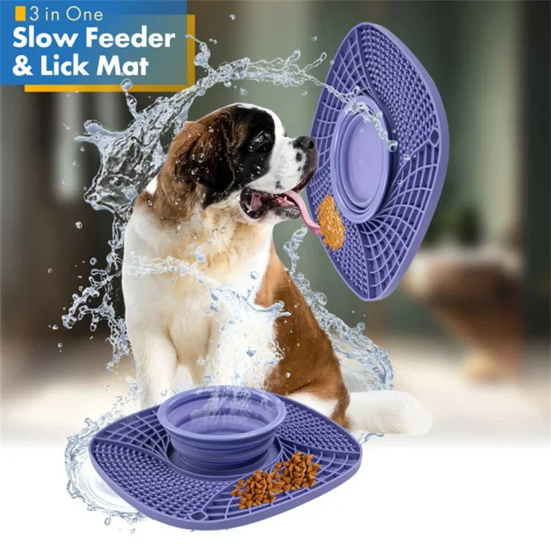 Dog Bowls Folding Pet Bowl Slow Food Bowl Silicone Dog Stuff
Dog Licking Mat Bowl Anti Gluten Feeding and Water Dog Accessories