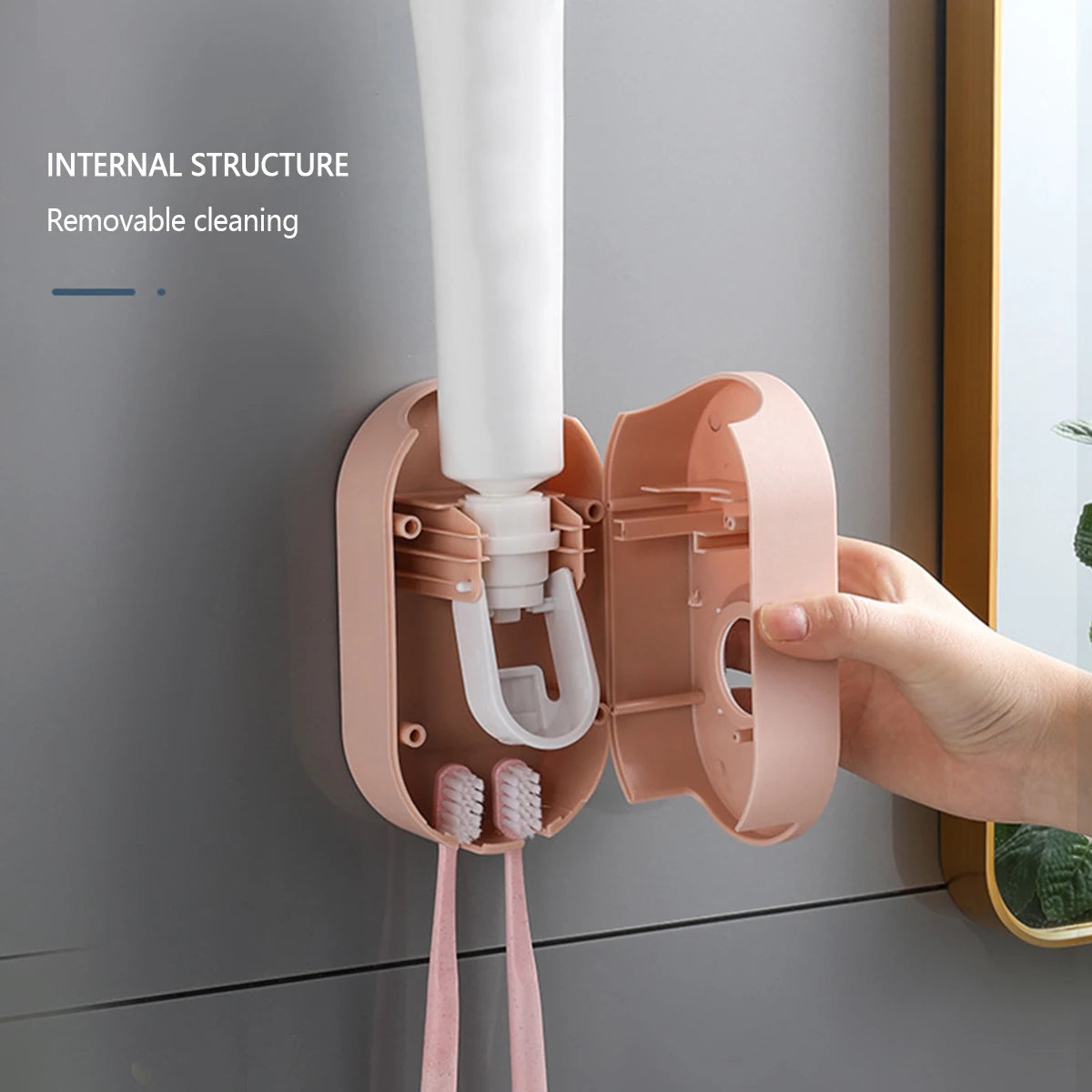 Automatic Toothpaste Dispenser Adhesive Toothpaste Holder with Toothpaste Organizer