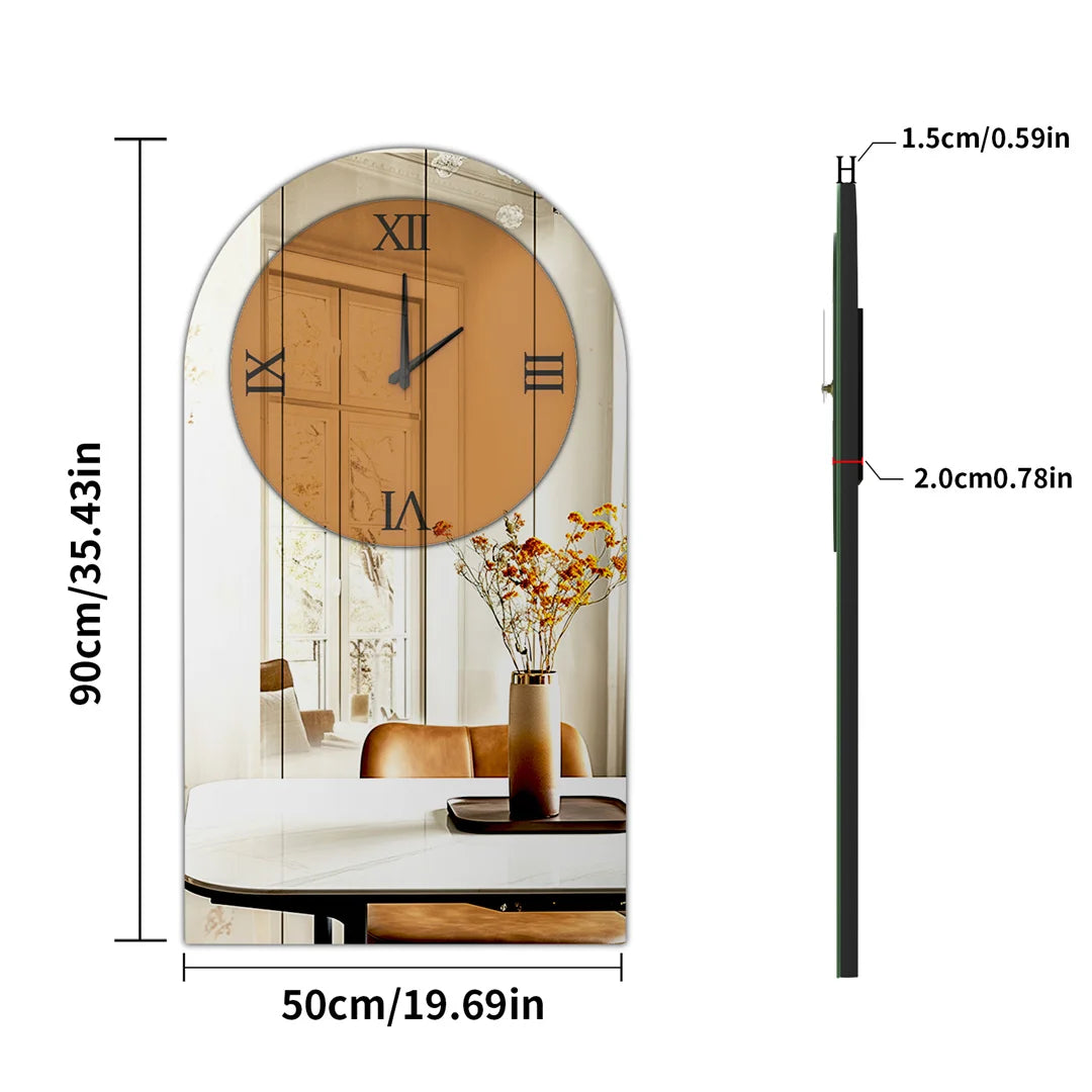 Long Oblong Wall Clock with Silver Mirror
Modern Decorative Clock Roman Numerals for Living Room Bedroom