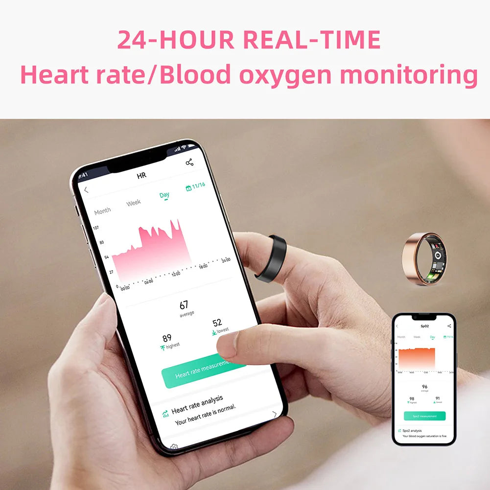 Smart Ring IP68 Waterproof Fitness Ring Bluetooth-Compatible
5.0 Multi-sport Modes Heart Rate Blood Oxygen Sleep Monitoring