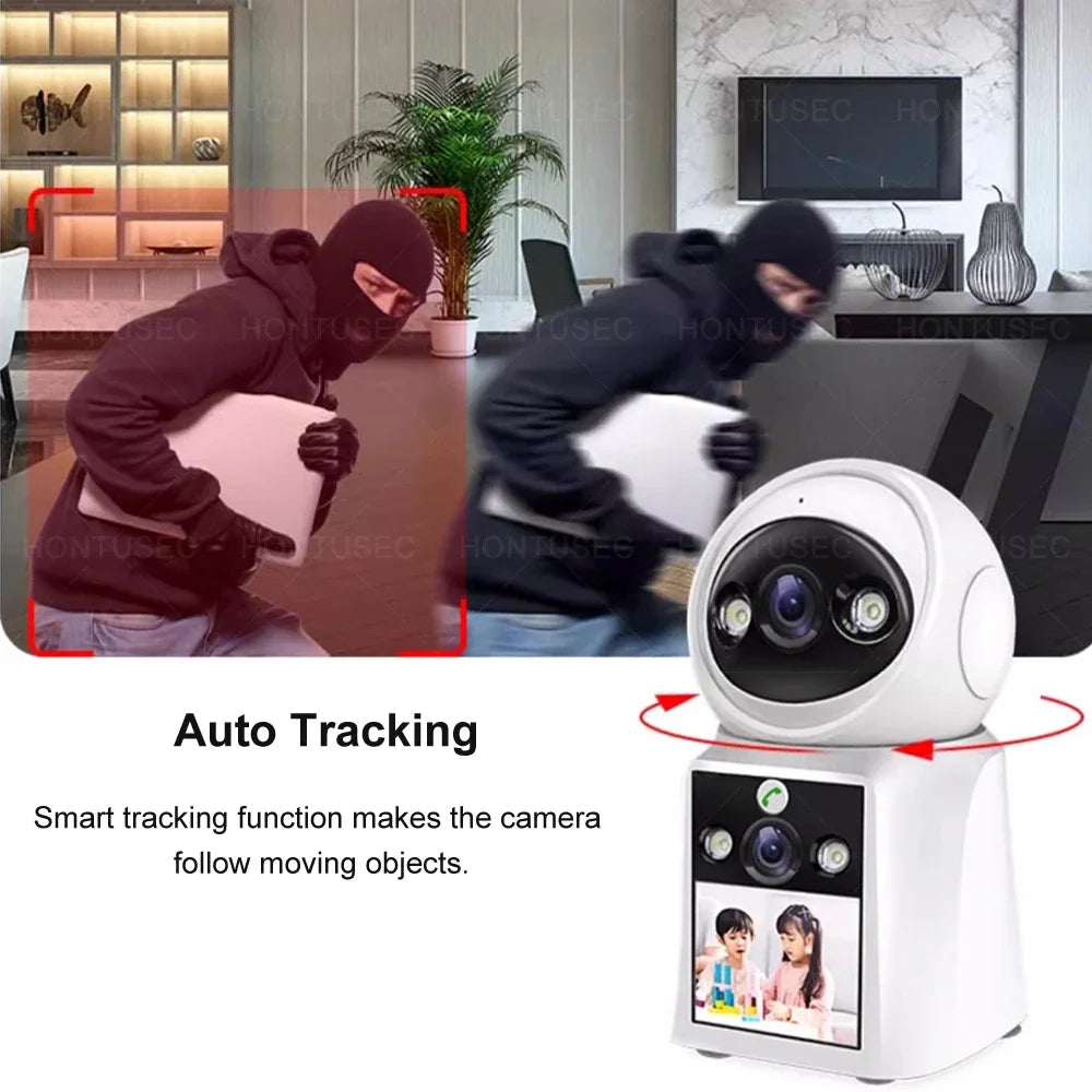 4K 8MP Dual Lens Dual Screen Video Call Camera Auto Tracking Two Way Audio Color Night Vision 4MP Baby Monitor