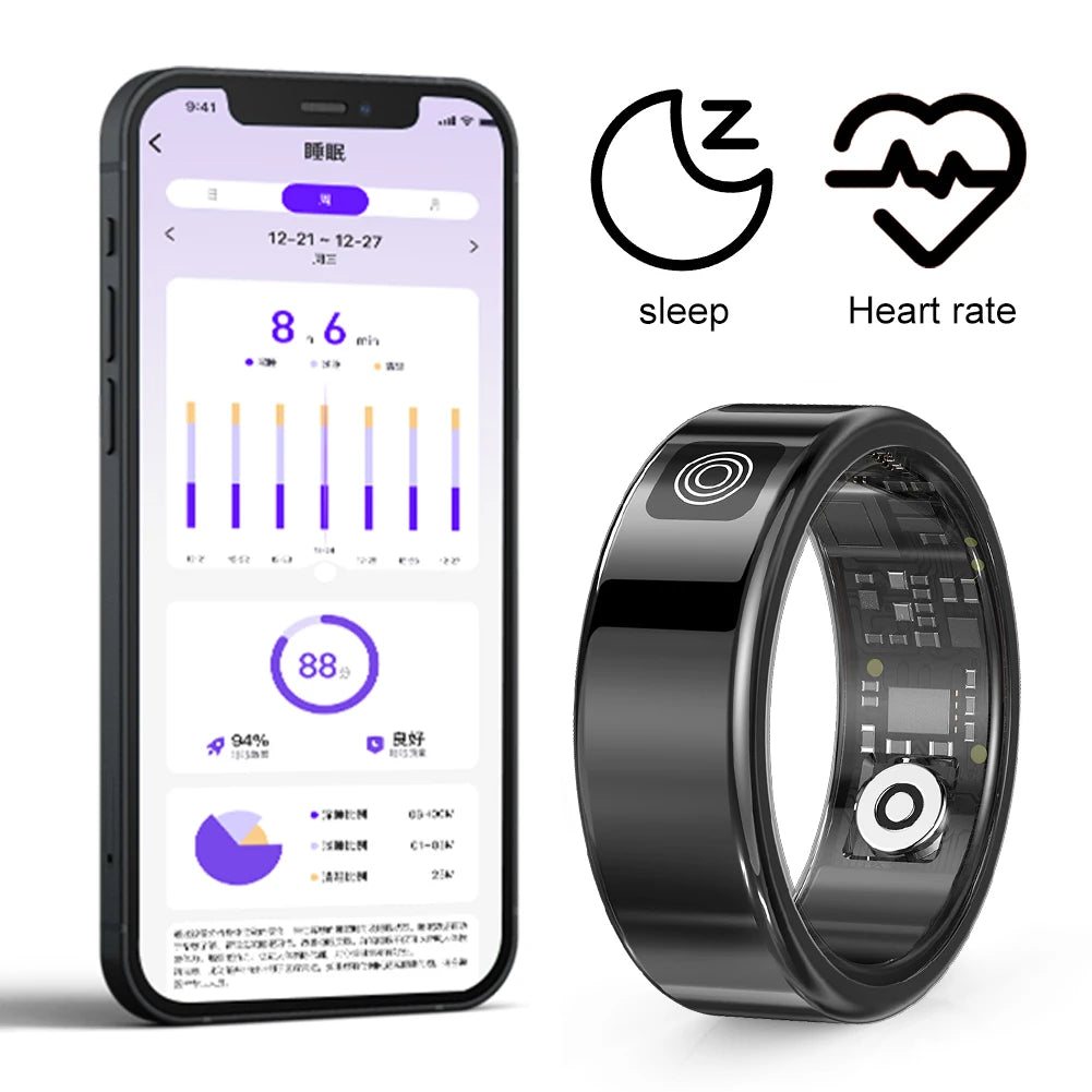 Smart Rng for Android iOSHeart Rate Health Monitor Blood Oxygen Sleep Monitor