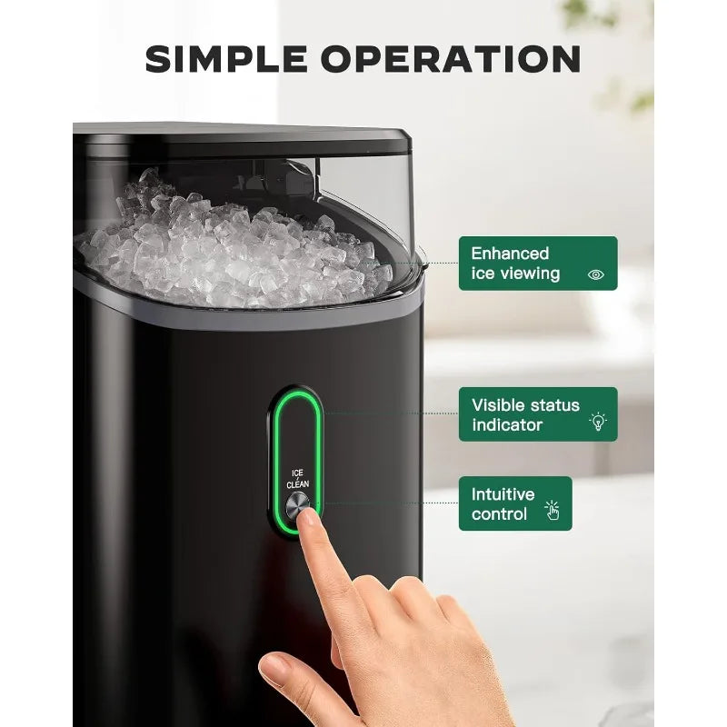 Ice Maker Countertop, Pebble Ice MakerOne-Click Operation with Self-Cleaning