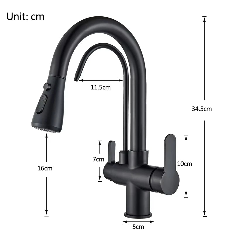 Purify Water Kitchen Faucet Deck Mounted Dual Handle Faucet
Purification Kitchen Sink Faucet 2 Swivel Spout Water Mixer Tap