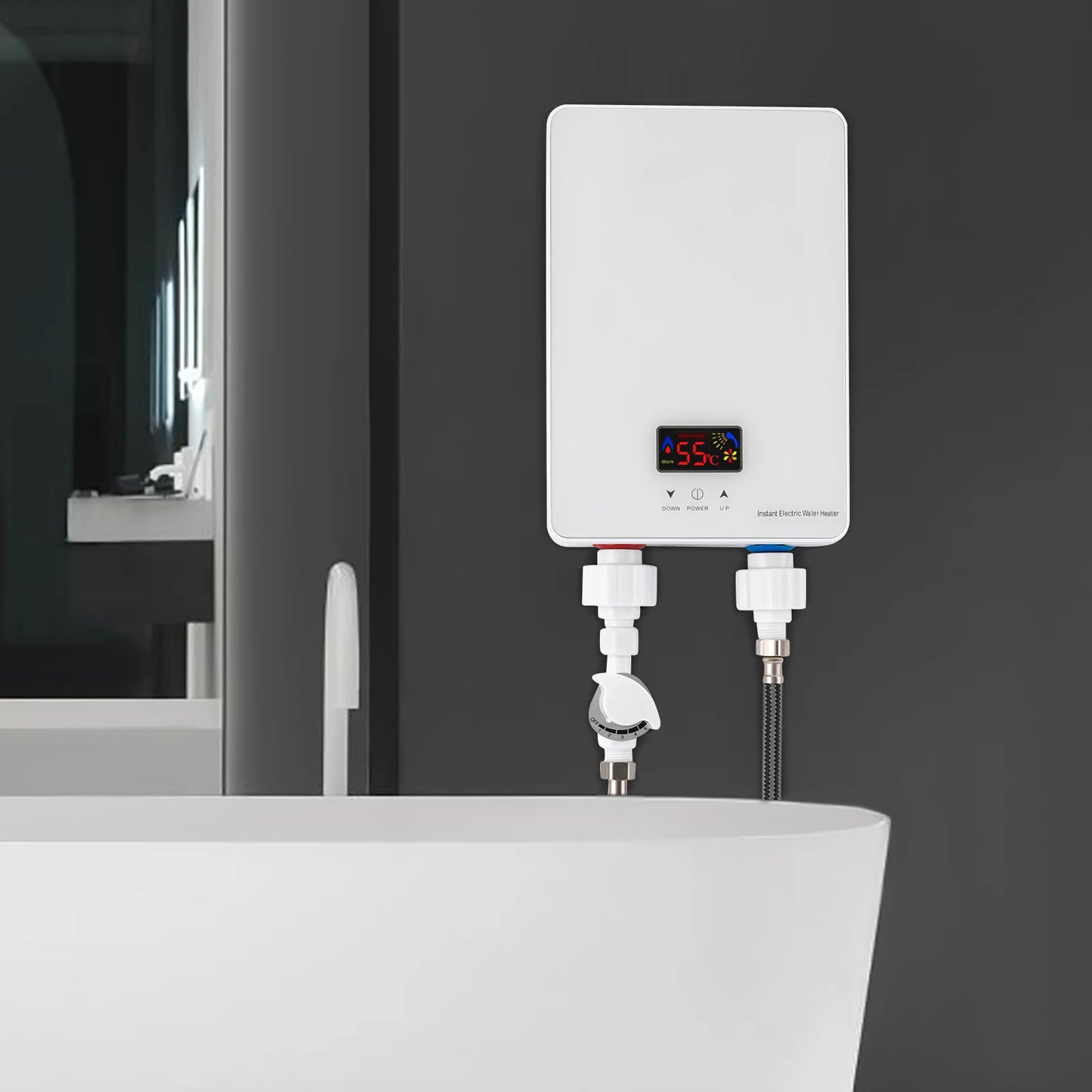 Electric Tankless Water Heater 220V 6000W with Shower Head IPX4