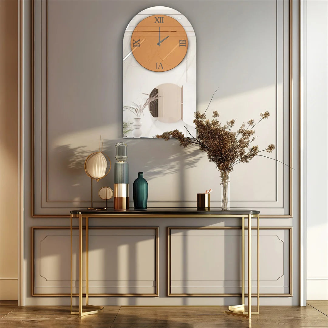 Long Oblong Wall Clock with Silver Mirror
Modern Decorative Clock Roman Numerals for Living Room Bedroom