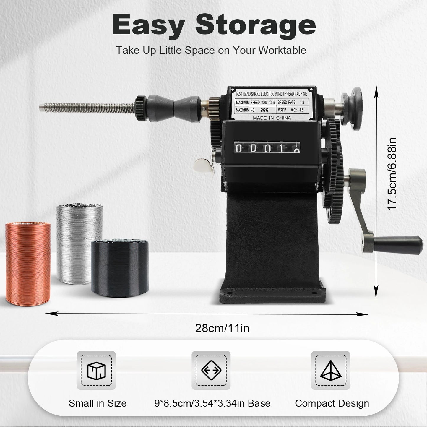 Manual Coil Winder with Counter 0-99999, High Quality Dual Purpose