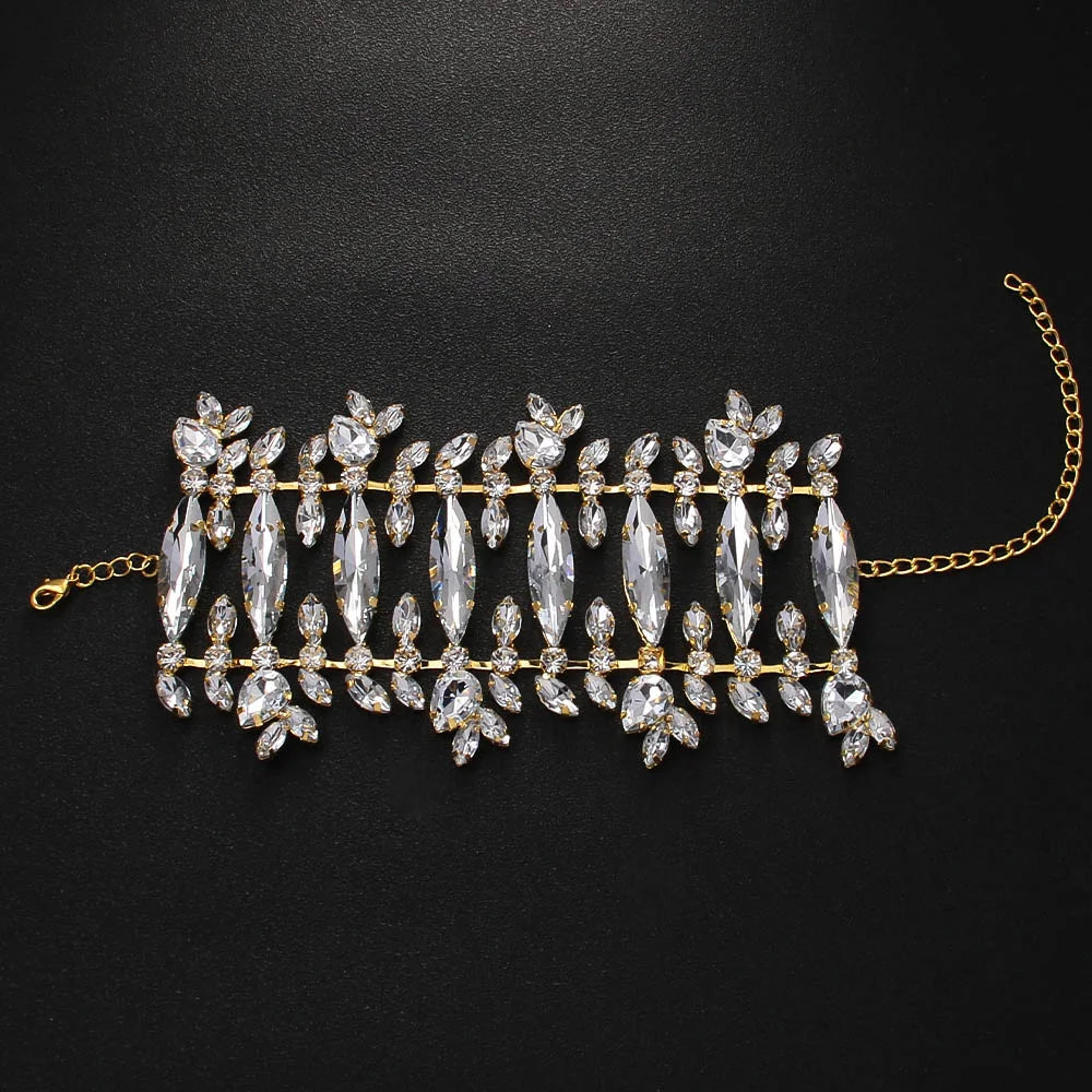 Exaggerated Crystal Cuff Bangle Drag Queen for Women Club
Hollow Wrap Wrist Rhinestone Open Bracelet Chain Party