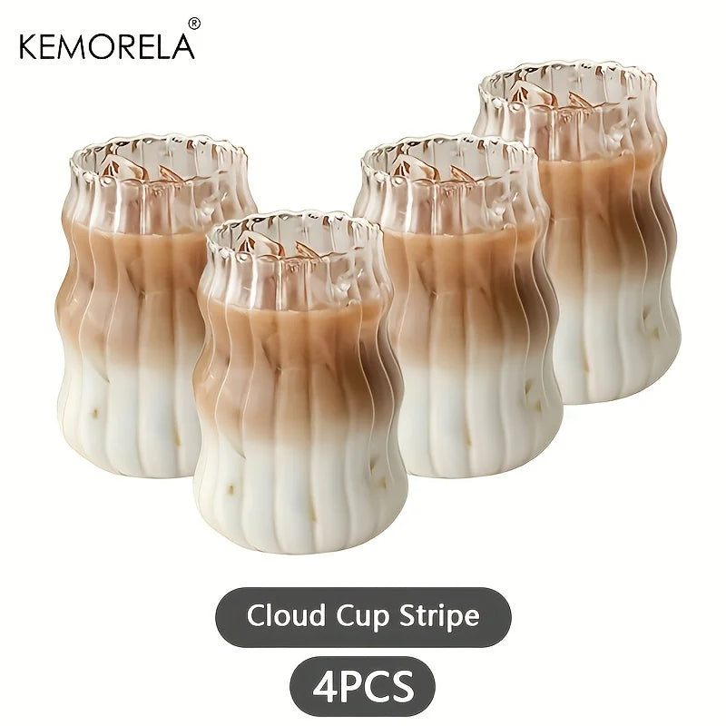 2/4/6PCS INS Glass Cup Heat-resistant Tumbler Drinkware
Transparent Tea Juice Milk Coffee Mug Home Water Glasses Stripe Beer Mug