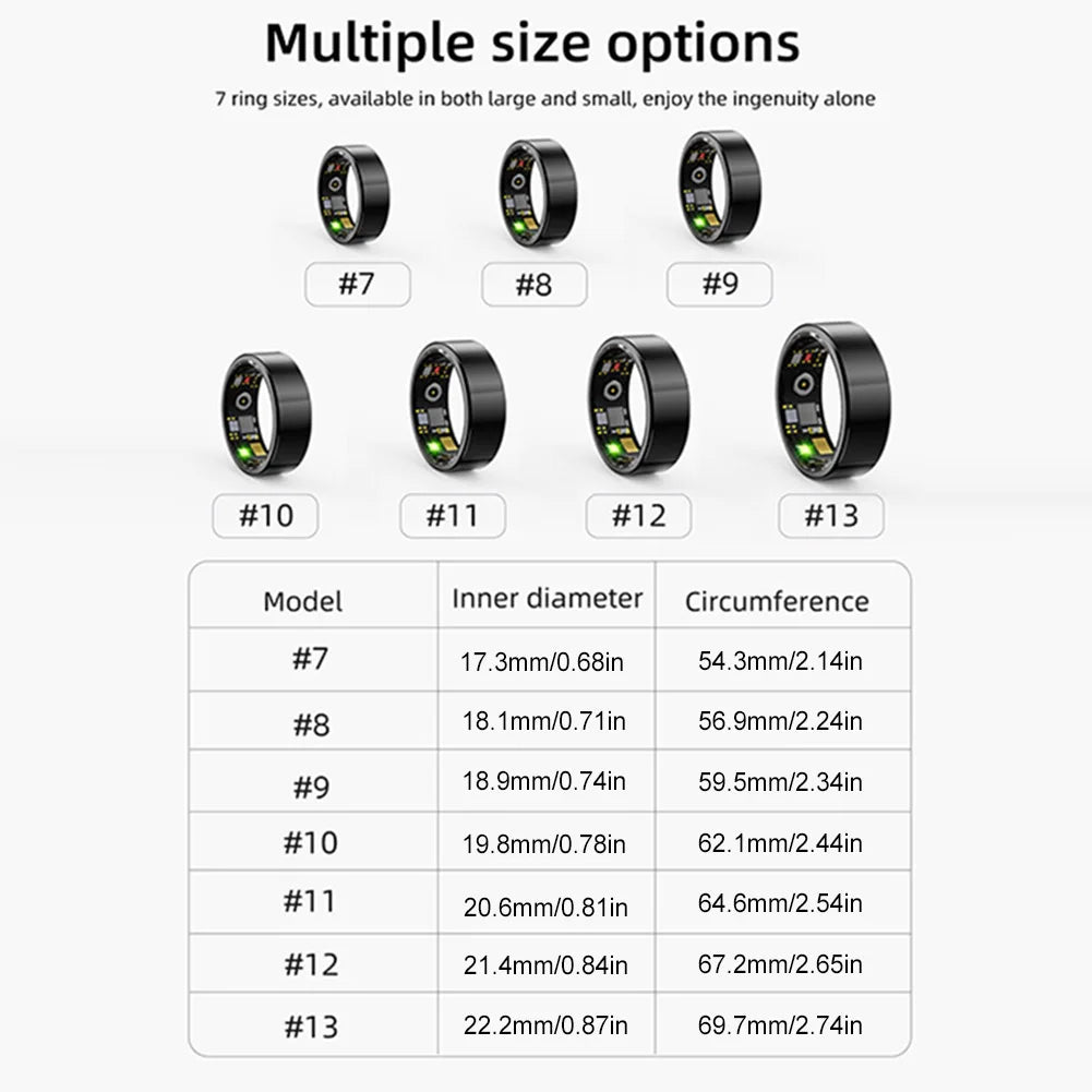 Smart Ring IP68 Waterproof Fitness Ring Bluetooth-Compatible
5.0 Multi-sport Modes Heart Rate Blood Oxygen Sleep Monitoring