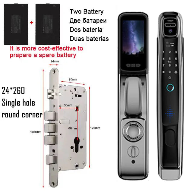 Face Recognition Smart Door Lock With Camera Video Call Voice Intercom Digital Door Lock Automatic Door Lock