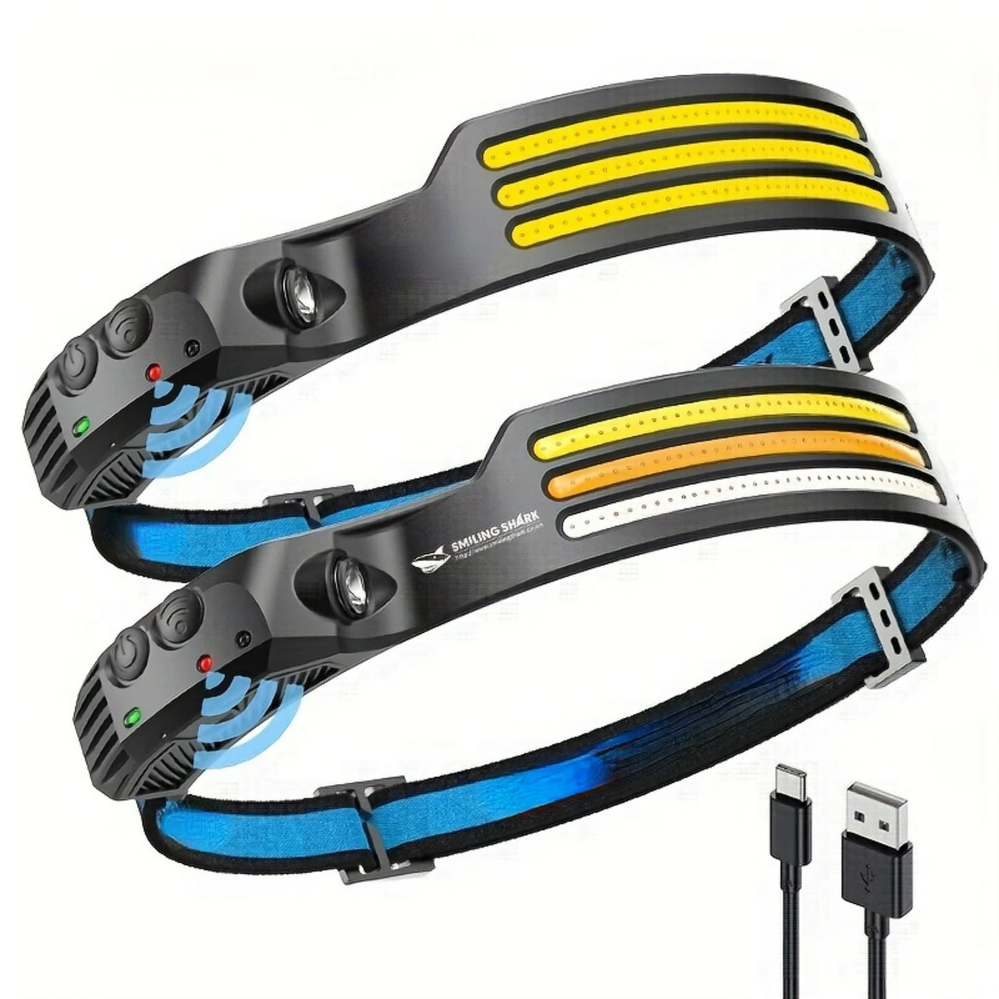 LED Headlamp - Rechargeable and Waterproof with 230°Wide Angle, 3*White Light - 2 Pack for Outdoor Activit