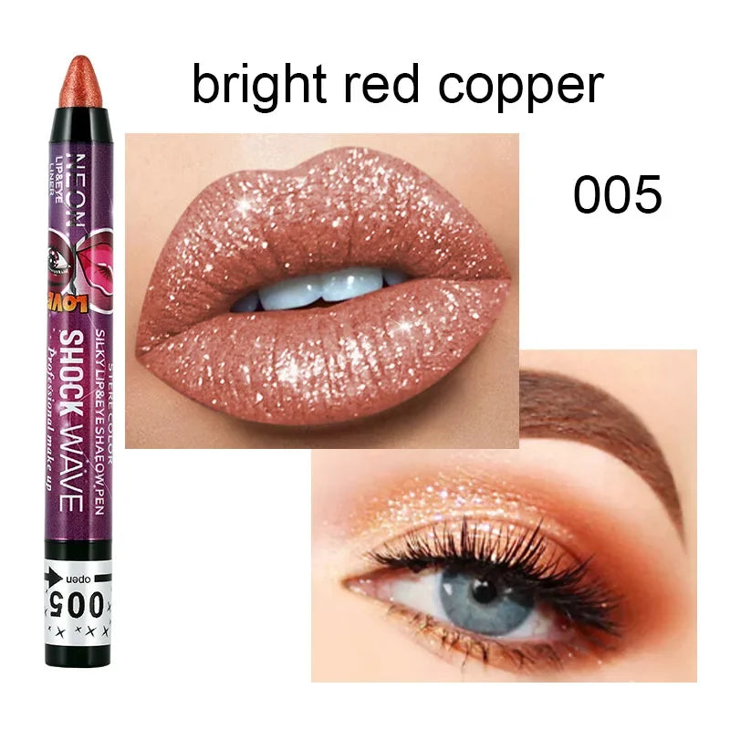 2 In 1 Eyeshadow Lipstick Stick Pencil
Waterproof Glitter Matte Eye Shadow Makeup Pigment Eyeshadow Pen