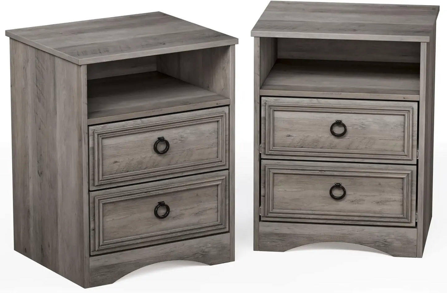 Set of 2, Night Stand with Drawers,
End Table with Open Storage for Bedroom