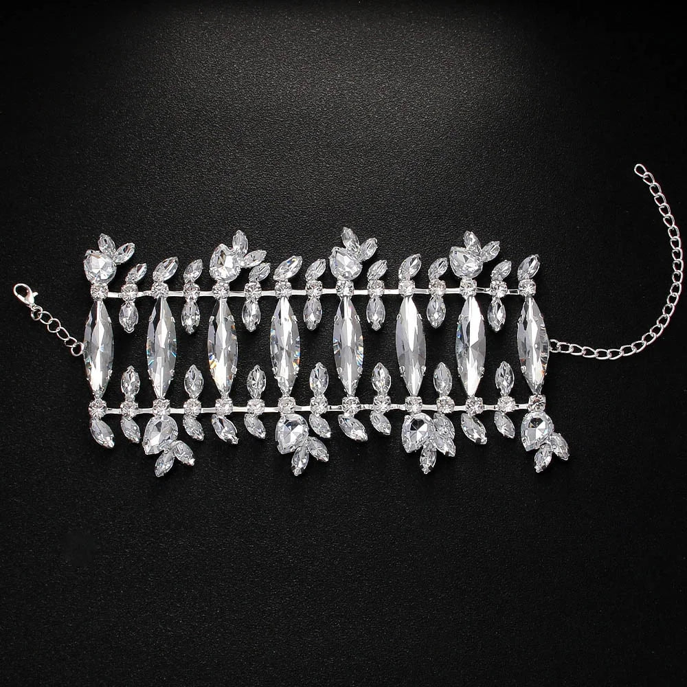 Exaggerated Crystal Cuff Bangle Drag Queen for Women Club
Hollow Wrap Wrist Rhinestone Open Bracelet Chain Party