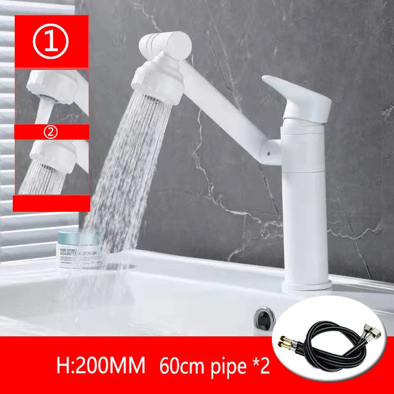 1080° Swivel Bathroom Sink Faucet Basin Faucet Mixer Deck
Mounted Splash Proof Water Tap Shower Head Aerators Tapware PIPE x 2