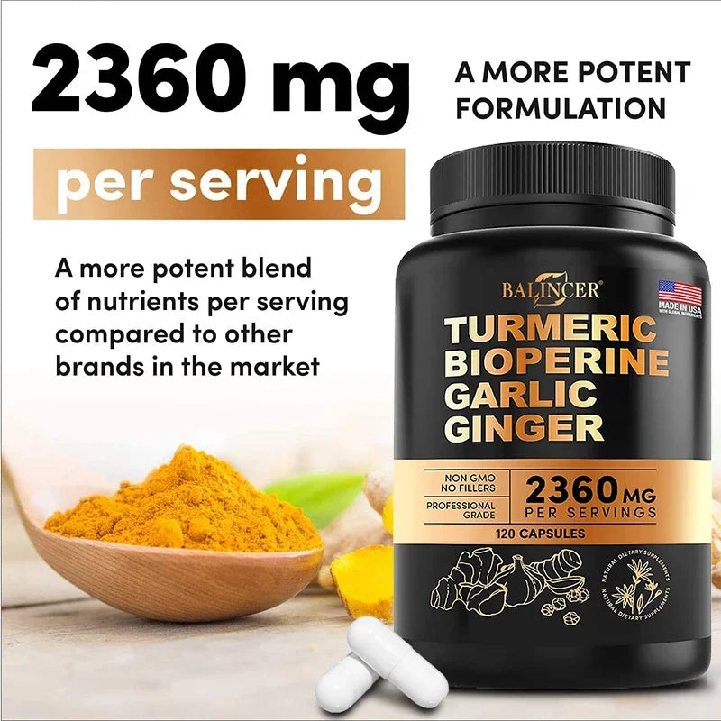 Turmeric Extract - helps fast absorption of vitamins and
anti-inflammatory, joint muscle, immune system health