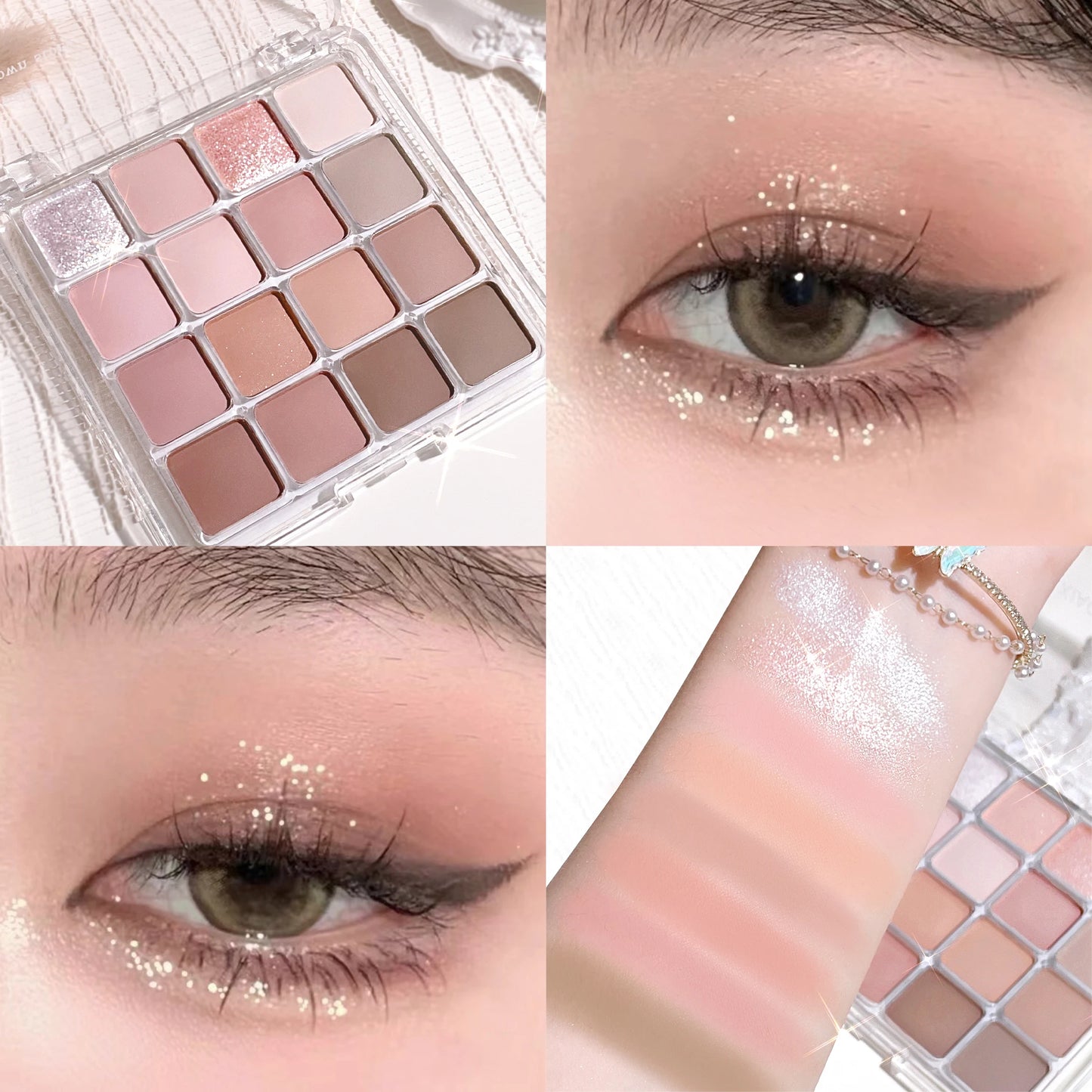 Eyeshadow tray 2-in-1 Nude Earth Pink matte pearl