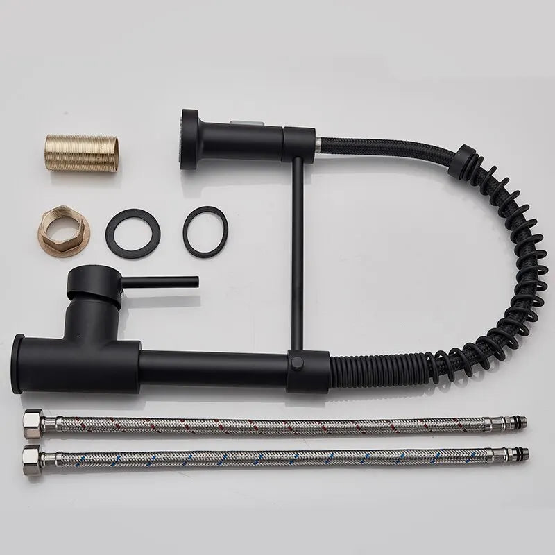 Matte Black Pull Down Kitchen Faucet Chrome Dual Modes Nozzle Hot Cold
Water Mixer Crane Tap Brass Spring Kitchen Sink Faucets