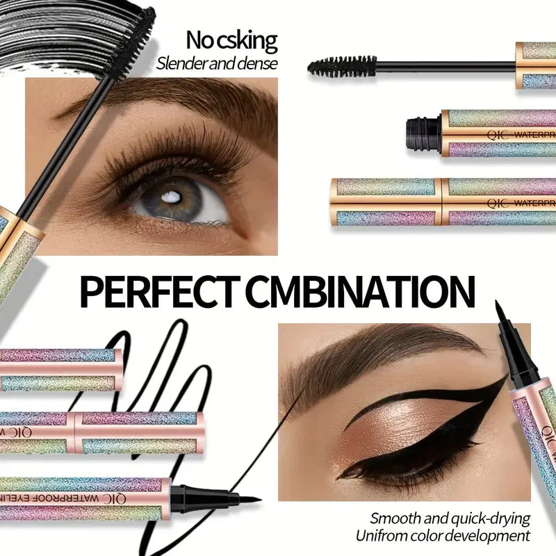 4D Mascara & Liquid Eyeliner Kit,Waterproof,Sweat-Proof,
Smudge-Proof, Long Lasting, Quick Drying Perfect Eyes Makeup Set Gifts