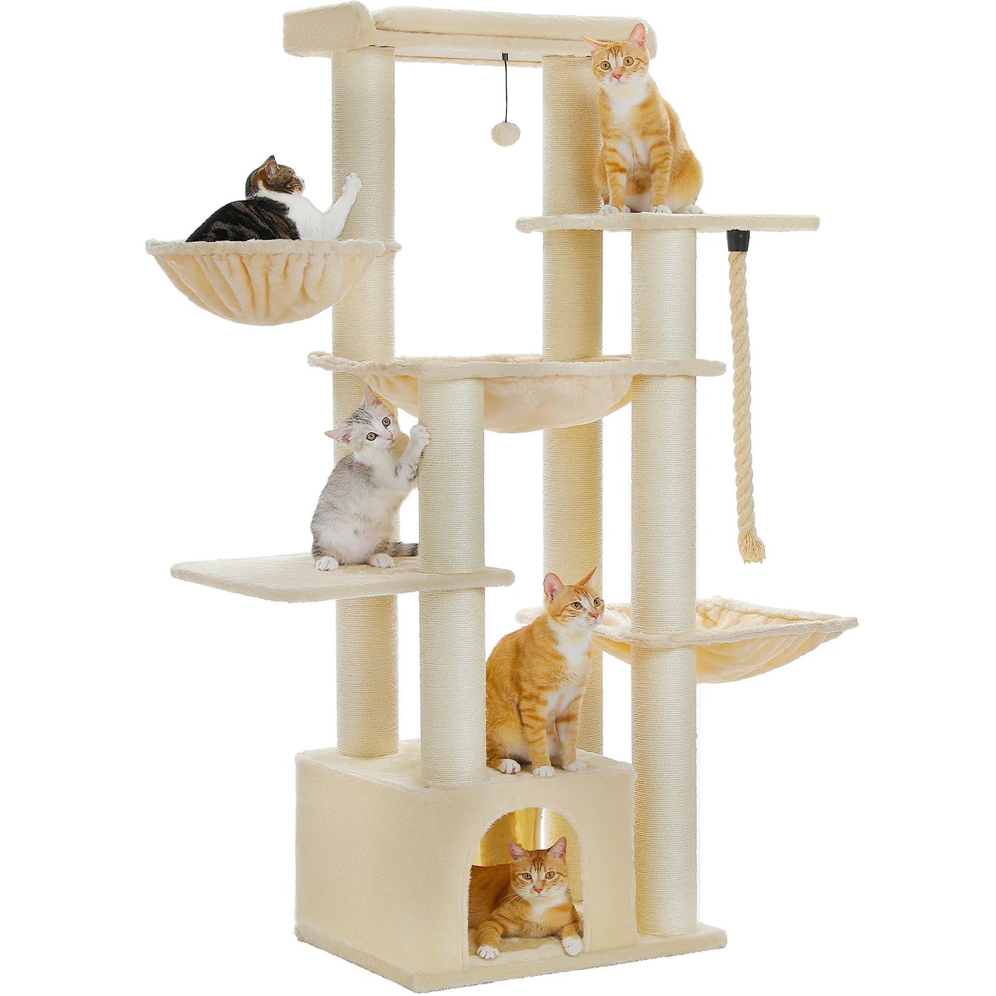 Multi-Level Cat Tree with Scratching Posts, Cozy Condo, Super Large Perch, Deep Hammocks,
Tall Cat Tower for Indoor Adult Cats