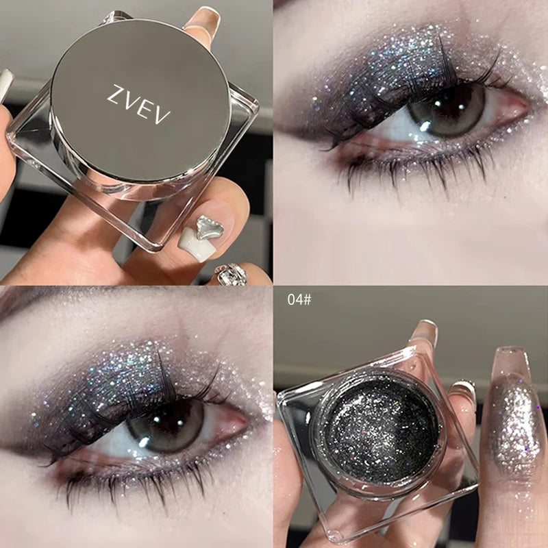 Glitter Punk Smoky Black Eyeshadow Gel Makeup Palette Metallic Dark Silver
Wet Eyes Shadow Highlighter Pearl Pigments Cosmetics