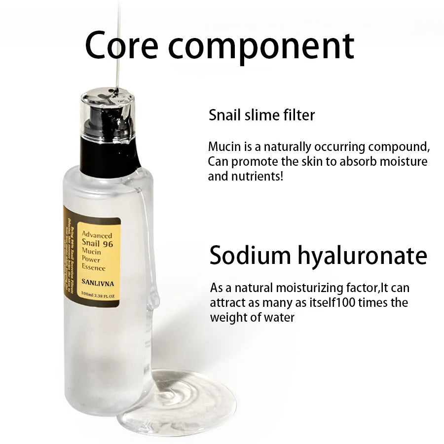 Snail Mucin 96% Korean Skin Care Facial Essence
Fine Lines Repair Essence Firming Facial Snail Brightening Anti-Aging