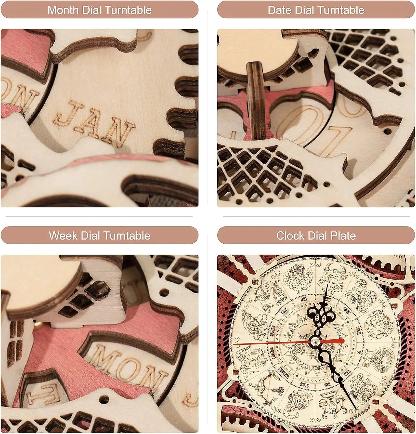 Wall Clock 3D Wooden Puzzle Wooden Set Mechanical Building Kits