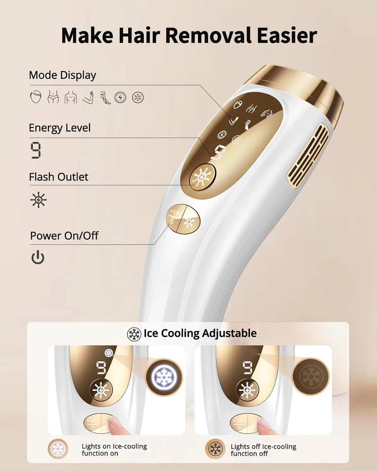 Laser Hair Removal with Ice Cooling Care Function for Women Men Hair Remover for anywhere on the body