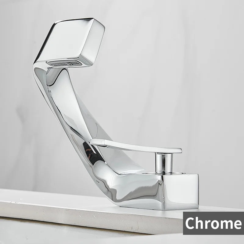 Bathroom Deck Mounted Basin Faucet Black Sink Tap Single Hole Water Tap Hot and Cold mixer faucet