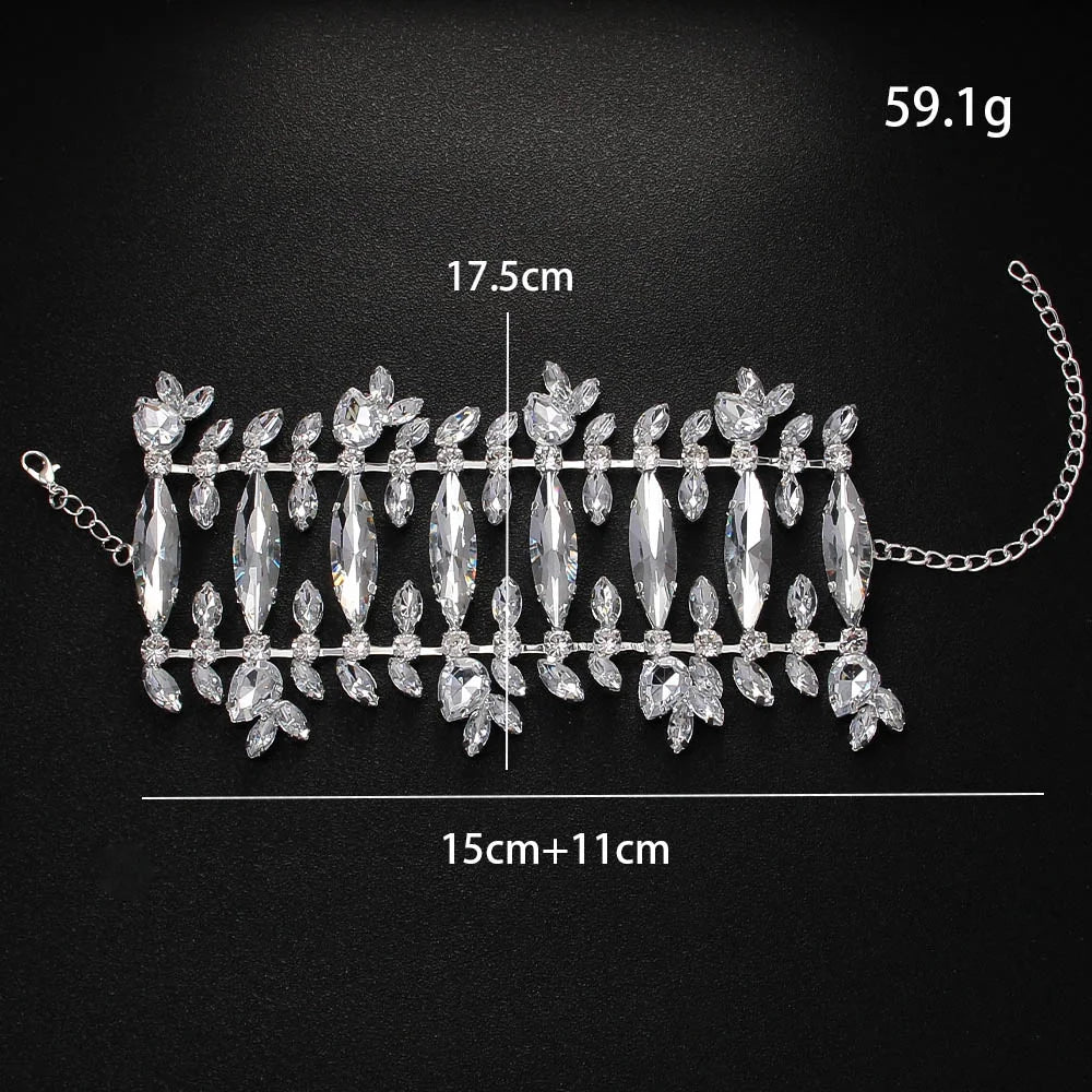 Exaggerated Crystal Cuff Bangle Drag Queen for Women Club
Hollow Wrap Wrist Rhinestone Open Bracelet Chain Party