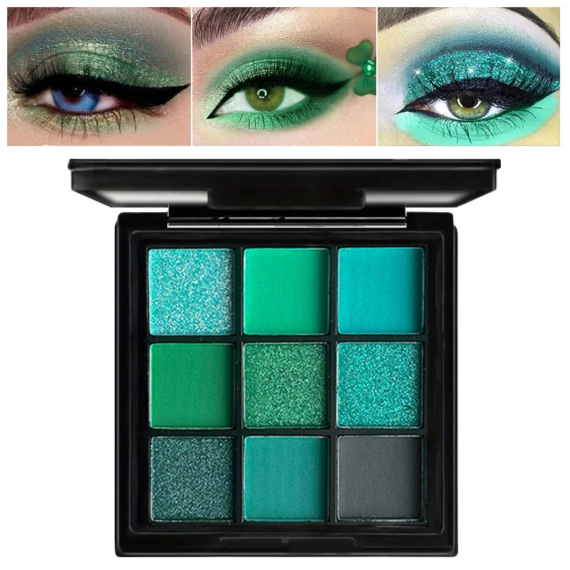 Green Peacock Eyeshadow Palette, Pearly Glitter