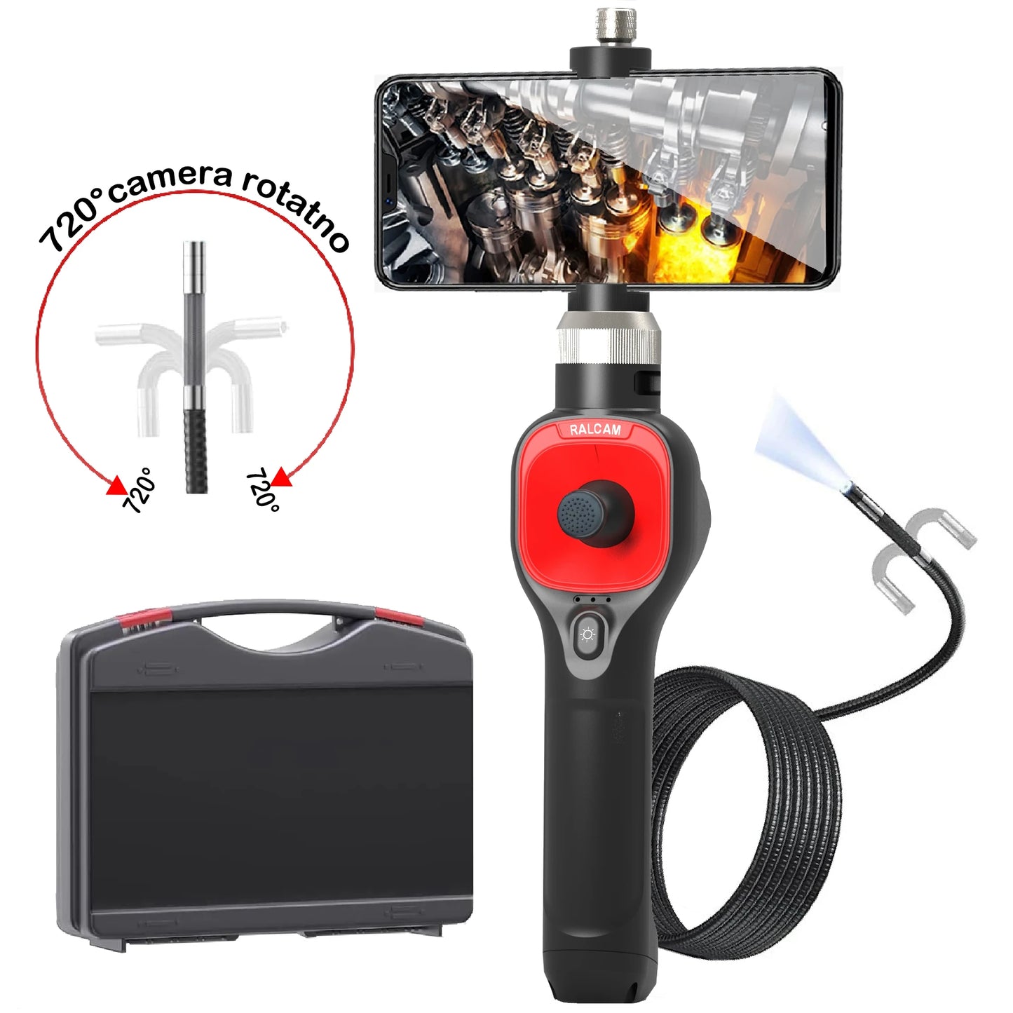 720-degree rotating camera 4.3-inch endoscope 6mm -2M 1080P
full high-definition endoscope industrial inspection visual probe