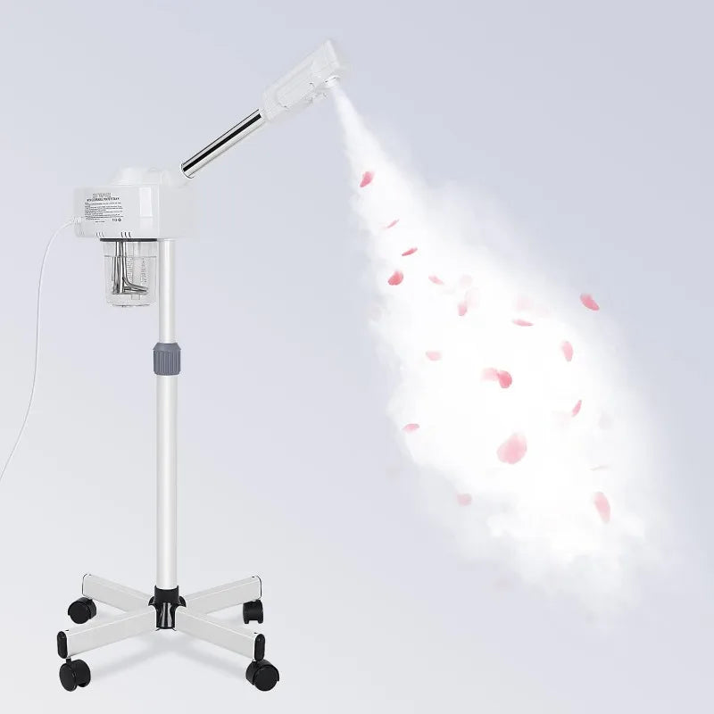 Standing Ozone Facial Steamer on Wheels w Hot Mist for Facial Treatment Personal Care for Spa Salon Home Use