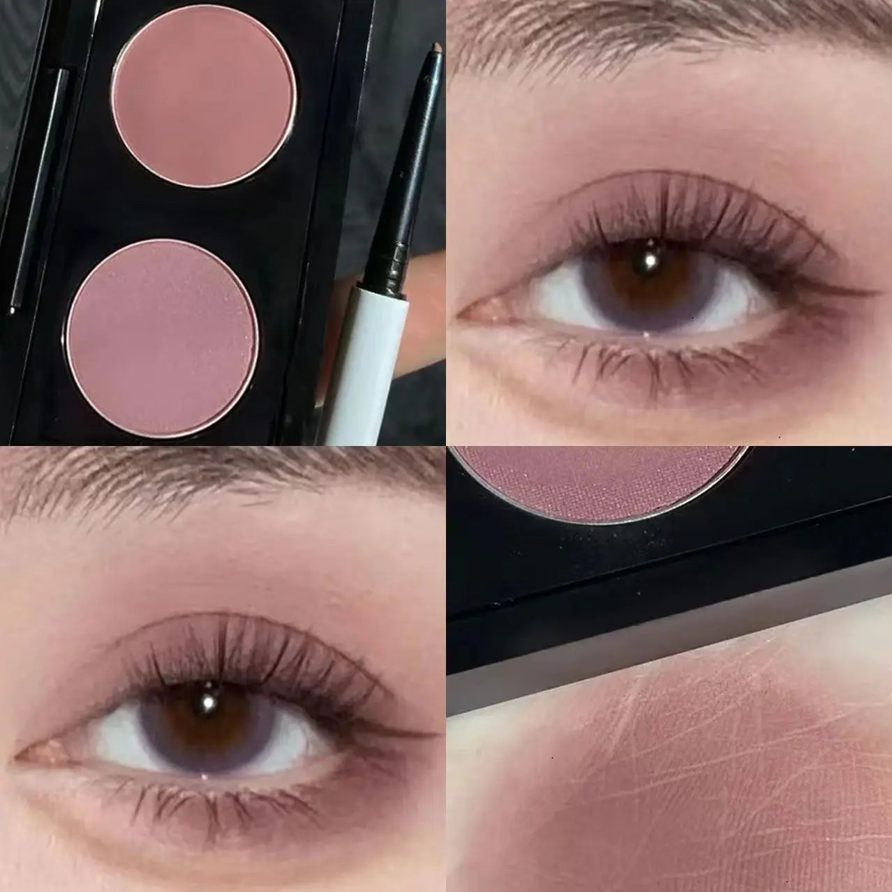 Low Saturation Olive Skin Powder Brown Two-Color Matte Eyeshadow Tray Monochrome