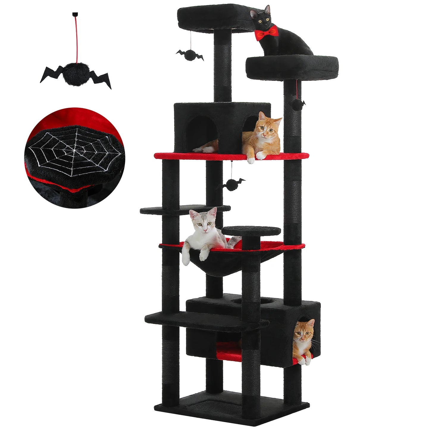 184cm Large Cat Tree and Tower for Indoor Cats With Sisal-Covered
Scratching Posts Spacious Hammock Padded Perches and Condos