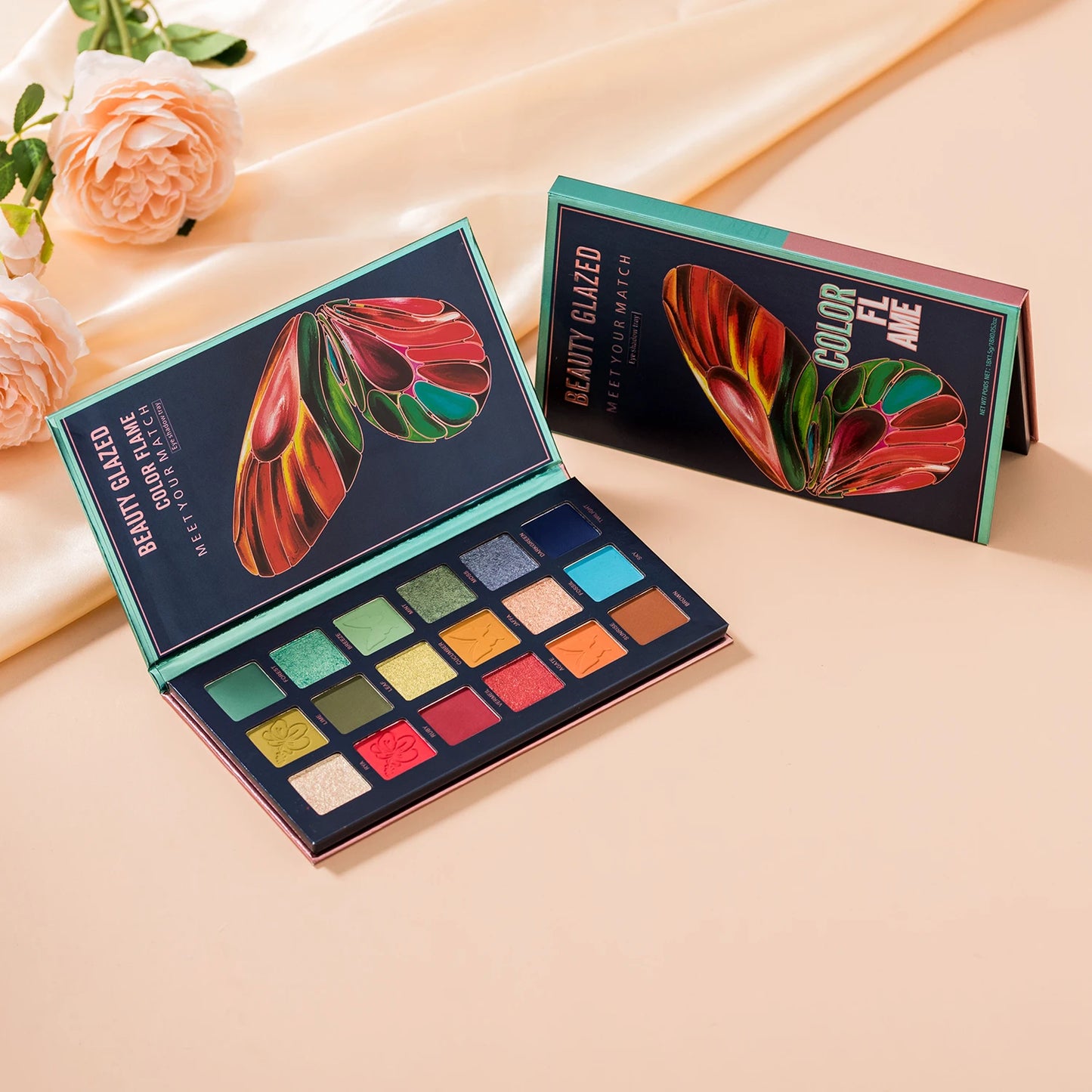 18 Color Eyeshadow Palette, Natural Matte Shimmer Metallic Satin Finish Eyeshadow