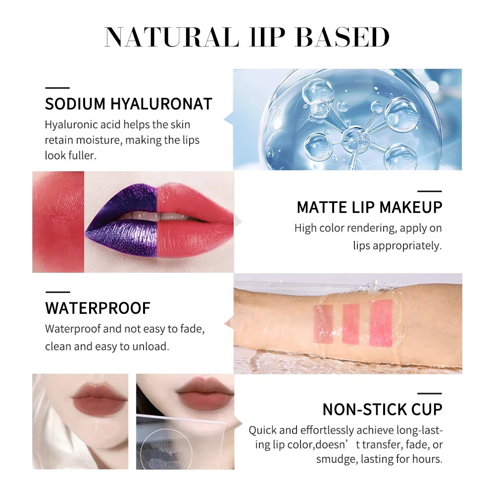 Metallic Tear-Off Lip Stain Matte Tattoo Dyed Lip Tint Peel-Off Liquid Lipstick