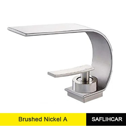 Curve Single Handle Black Bathroom Sink Faucet Hot Cold Mixer Water Tap Waterfall Vanity Vessel Sink Faucet