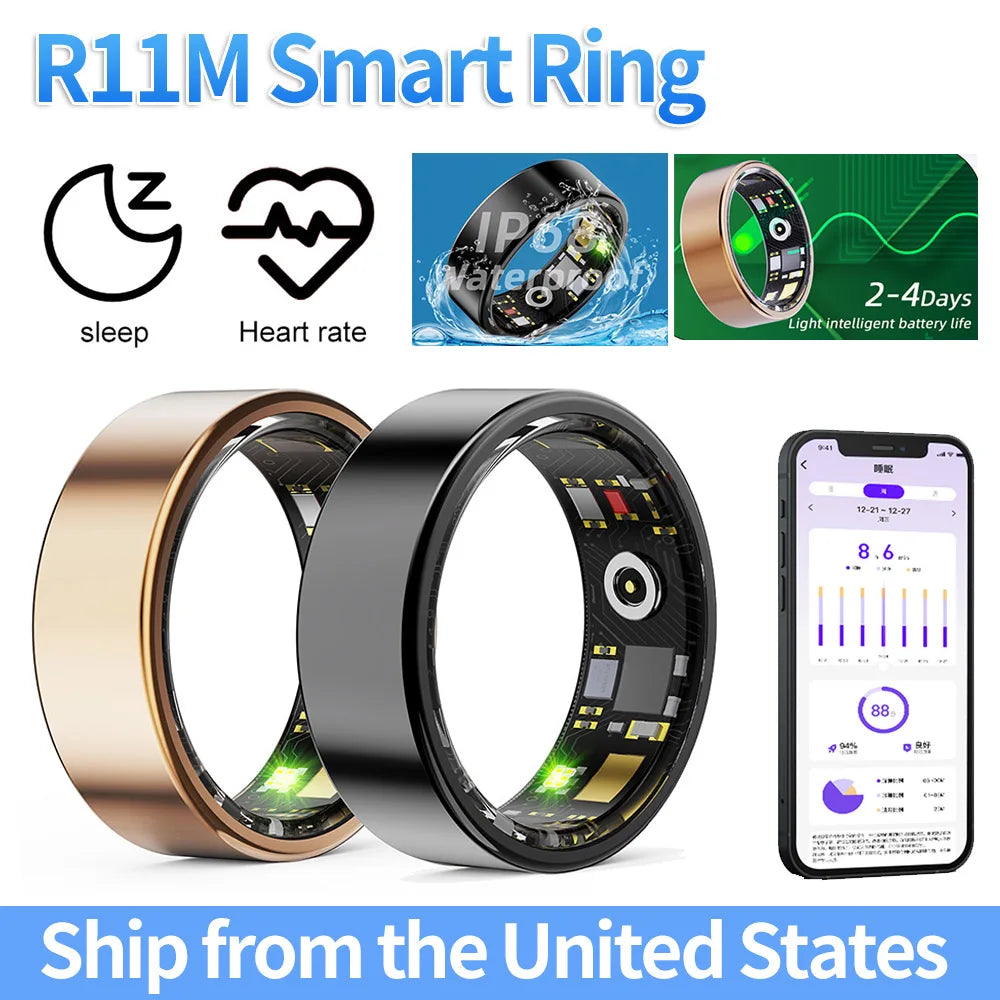 Smart Ring IP68 Waterproof Fitness Ring Bluetooth-Compatible
5.0 Multi-sport Modes Heart Rate Blood Oxygen Sleep Monitoring