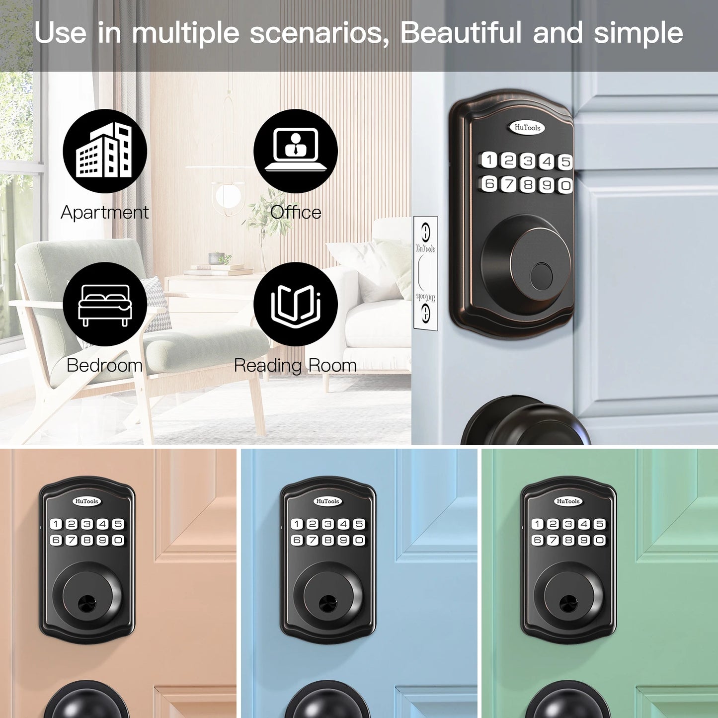Easy To Install Black/silver Smart Fingerprint Key Lock Fingerprint Password Lock Suitable(No handle)