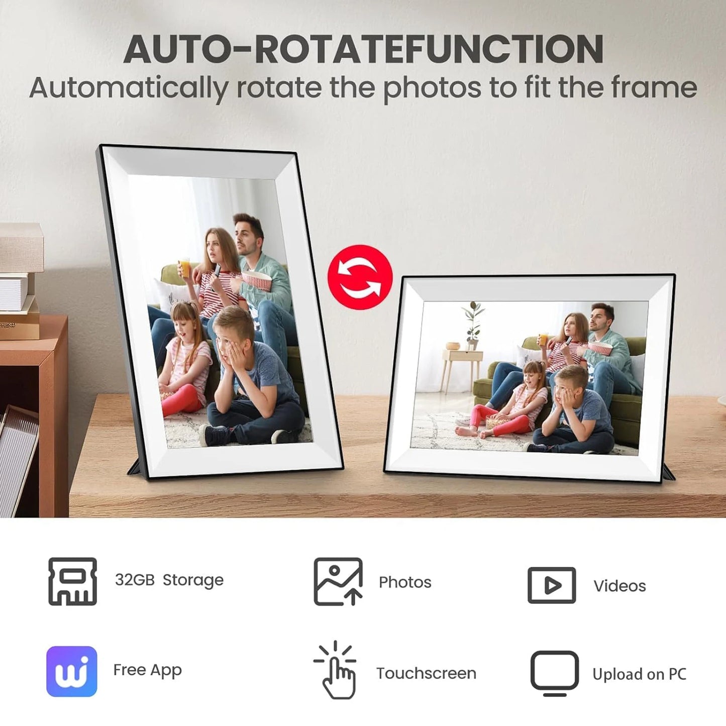 10.1-Inch WiFi Digital Photo Frame Cloud Digital Picture Frame 1280*800 TFT Touch Screen 32GB Storage