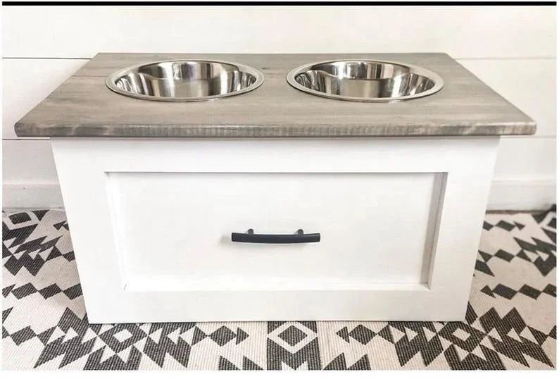 2 Bowl Dog Feeding Station With Drawer -
Raised Dog Bowl Pet Bowls & Feeders Automatic Feeders
