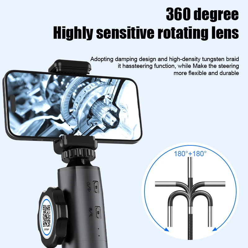 3.9MM / 6MM Turning rotary Endoscope for Cars 180° Steering Industrial Borescope
Endoscopic Inspection Camera iPhone Android PC