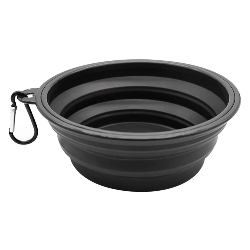 Outdoor Portable Pet Folding Bowl Silicone Dog Feeders with Hanging Hook Cat Dog Bowl Pet Items Dog Food Bowl