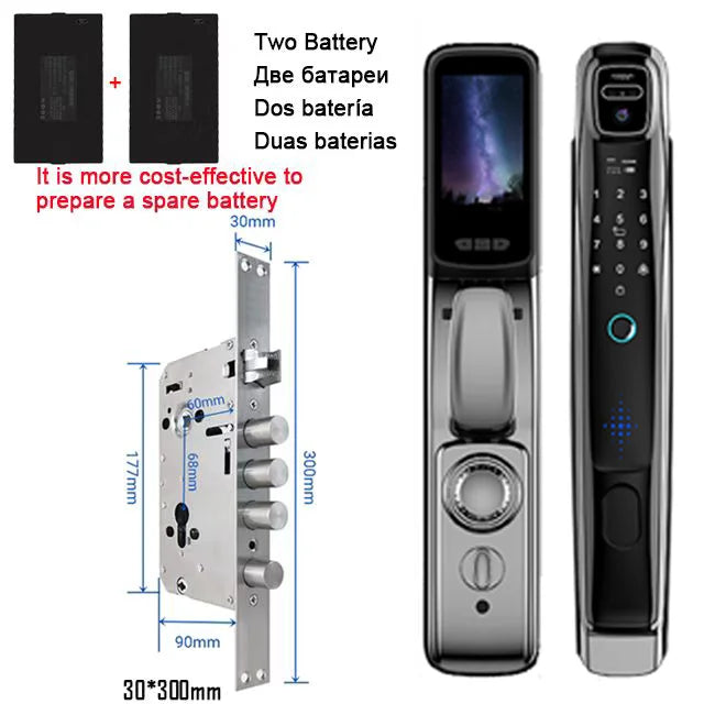 Face Recognition Smart Door Lock With Camera Video Call Voice Intercom Digital Door Lock Automatic Door Lock