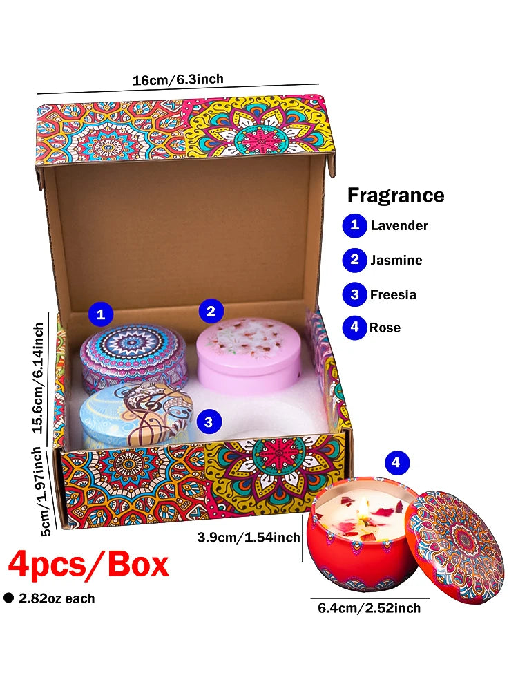 4Pcs/Box Scented Long Lasting Smokeless Fragrance Candle Jar Soy Candles