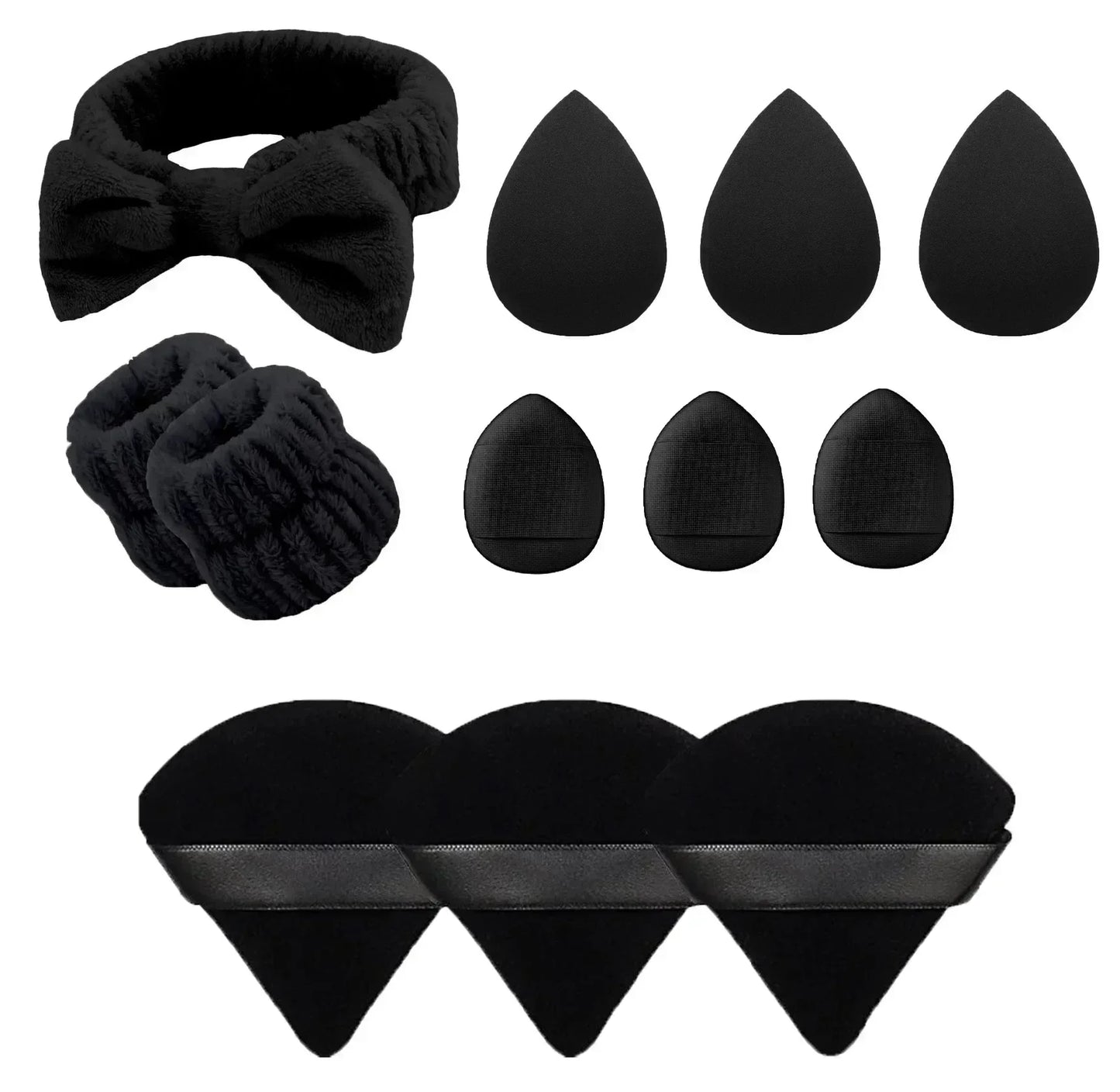 12Pcs Makeup Sponge Egg Foundation Sponges
Cosmetic Powder Puff Spa Headband Wristband Make Up Tools Accessories