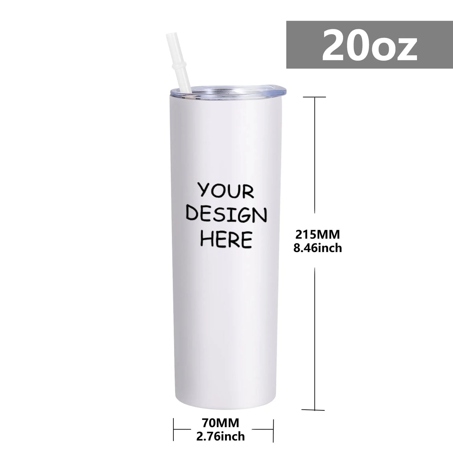 Custom Text Photo Tumbler with Lid and Straw